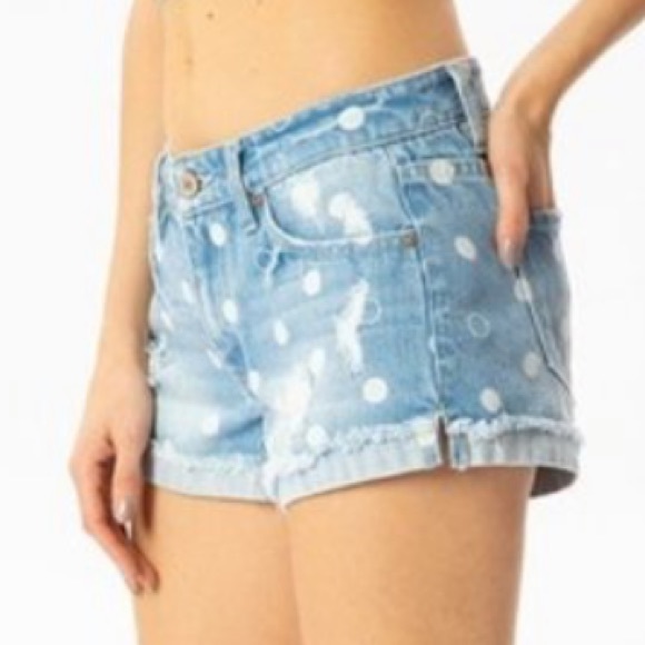 🔥KANCAN🔥POLKA DOT DENIM SHORTS - Picture 4 of 7